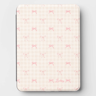 Pink Bow Gingham Personalized Name Kindle Cover