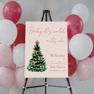 Pink Bow Girl Baby It's Cold Outside Baby Shower Foam Board