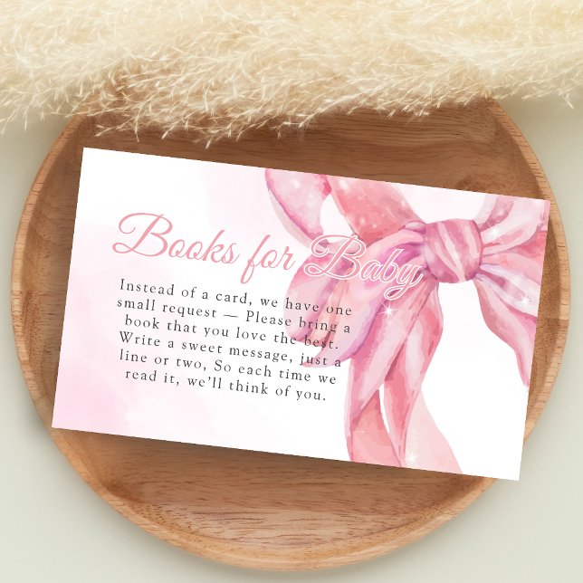 Pink Bow Girl Baby Shower Books for Baby Enclosure Card (Pink Bow Coquette Girl Baby Shower Books for Baby)
