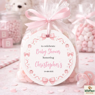 Pink Bow Girl Baby Shower – Cute & Fun Party Favor Tags