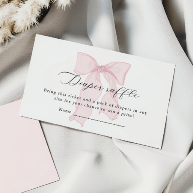Pink Bow Girl Baby Shower Diaper Raffle Enclosure Card (Creator Uploaded)