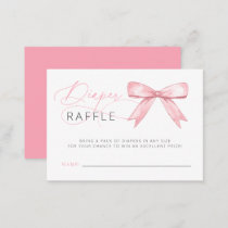 Pink Bow Girl Baby Shower Diaper Raffle Enclosure Card