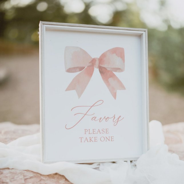 Pink Bow Girl Baby Shower Favors Sign (Creator Uploaded)