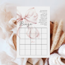 Pink Bow Girl Baby Shower Gift Bingo Activity Game