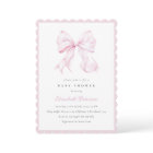 Pink Bow Girl Baby Shower Invitation
