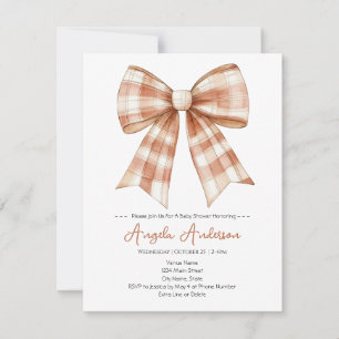 Pink Bow Girl Baby Shower Invitation