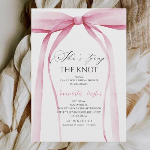 Pink Bow Girl Baby Shower Invitation