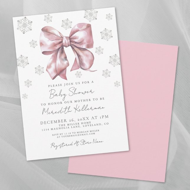 Pink Bow Girl Baby Shower Invitation (Pink Bow Girl Baby Shower Invitation)