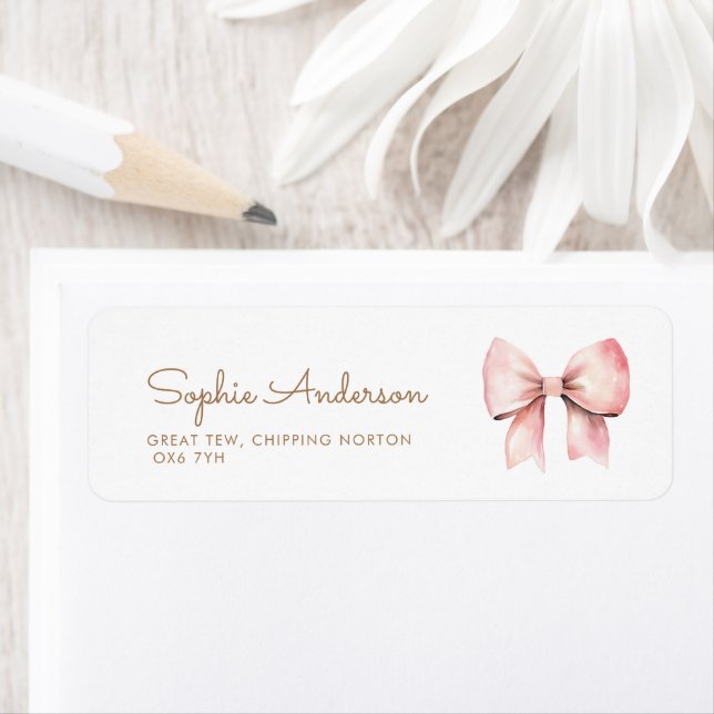 Pink Bow Girl Baby Shower Label (Insitu)