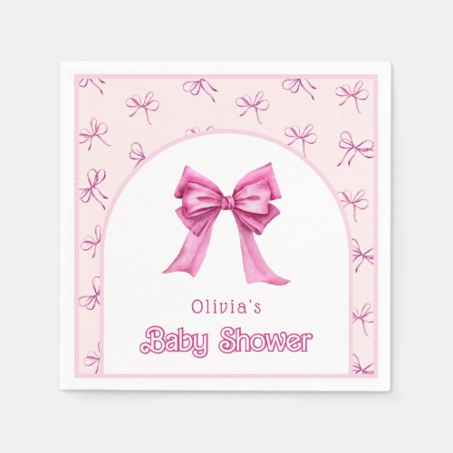 Pink Bow Girl Baby Shower Napkins