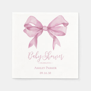 Pink Bow Girl Baby Shower Napkins