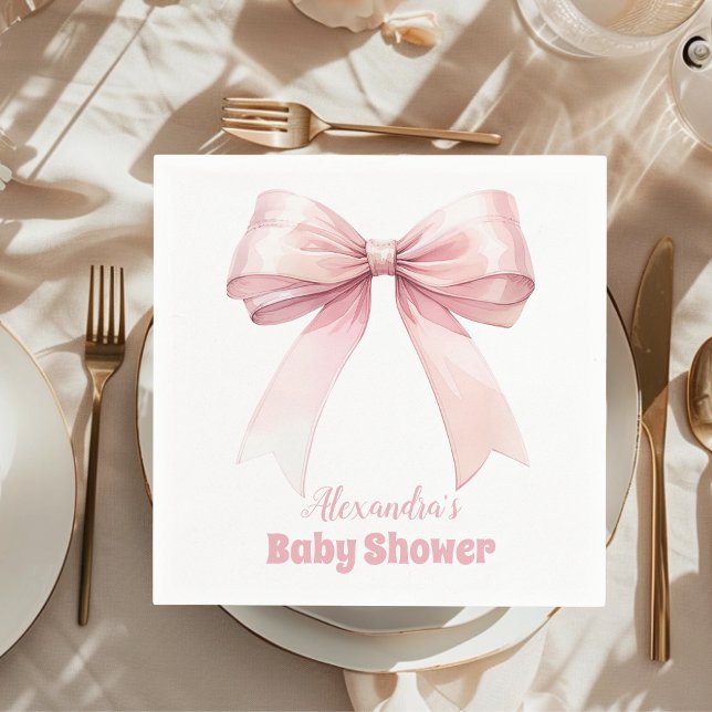 Pink Bow Girl Baby Shower Napkins (Creator Uploaded)