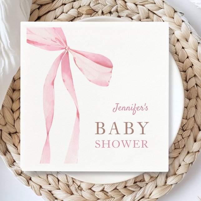 Pink Bow Girl Baby Shower Napkins (Creator Uploaded)