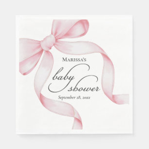Pink Bow Girl Baby Shower Napkins