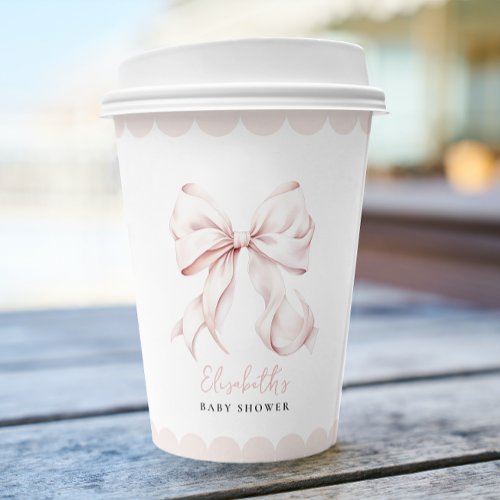 Pink Bow Girl Baby Shower Paper Cups