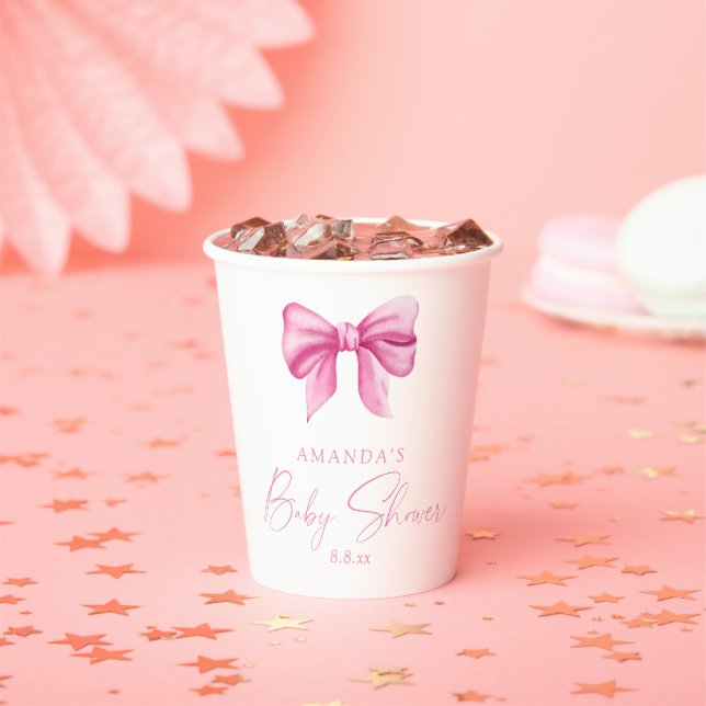 PINK BOW girl Baby shower Paper Cups (Insitu)