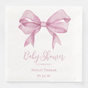 Pink Bow Girl Baby Shower Paper Dinner Napkins