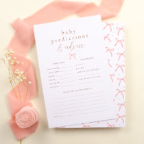 Pink Bow Girl Baby Shower Prediction & Advice Game