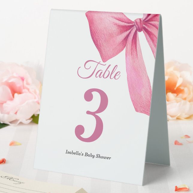 Pink Bow Girl Baby Shower Table Tent (In SItu (Wedding))