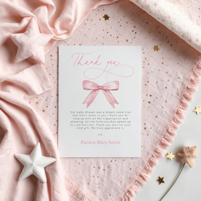  Pink Bow Girl Baby Shower Thank You PostCard (Pink Bow Girl Baby Shower Thank You PostCard)