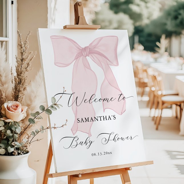Pink Bow Girl Baby Shower Welcome Foam Board (Creator Uploaded)