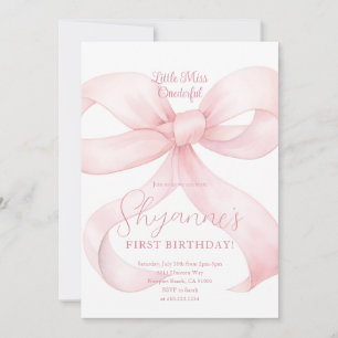 Pink Bow Girl Birthday Coquette Invitation
