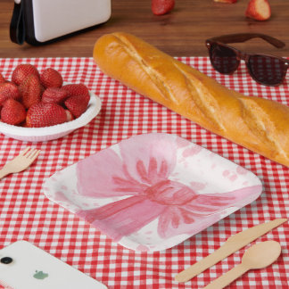 Pink Bow Girl Birthday Paper Plates