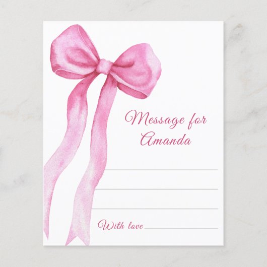 Pink Bow girl birthday time capsule message (Front)