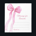 Pink Bow girl birthday time capsule message Notepad<br><div class="desc">Watercolor kids birthday party. Watercolor pink bow.</div>