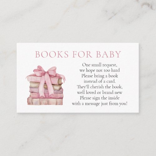 Pink Bow Girl Books for Baby insert card