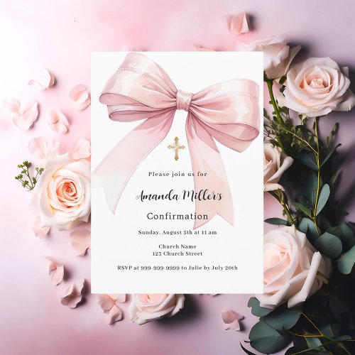 Pink bow girl Confirmation