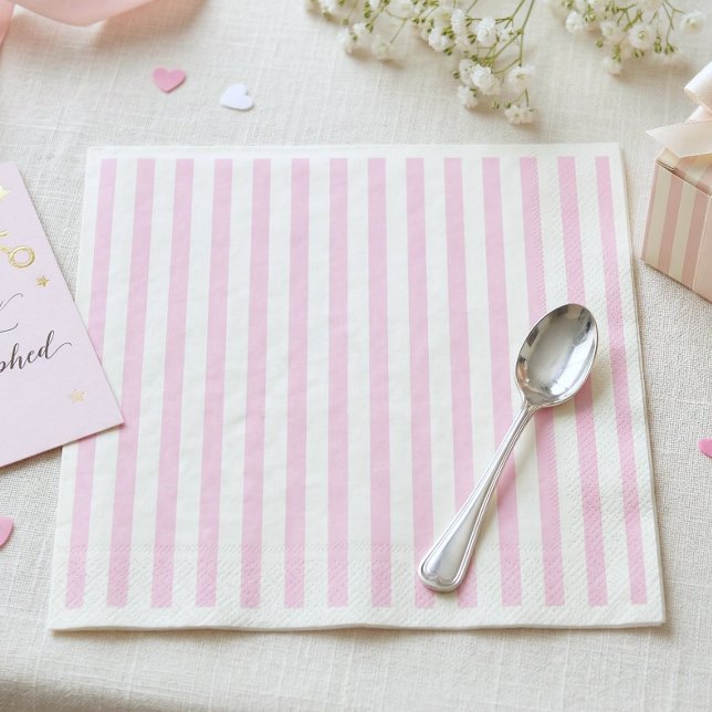 Pink Bow Girl Coquette Striped Baby Shower  Napkins (Creator Uploaded)