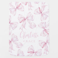 Pink Bow Girl Cute Baby Blanket
