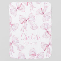 Pink Bow Girl Cute Baby Blanket