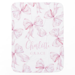 Pink Bow Girl Cute Baby Blanket