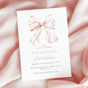 Pink Bow First Birthday Girl Welcome Sign