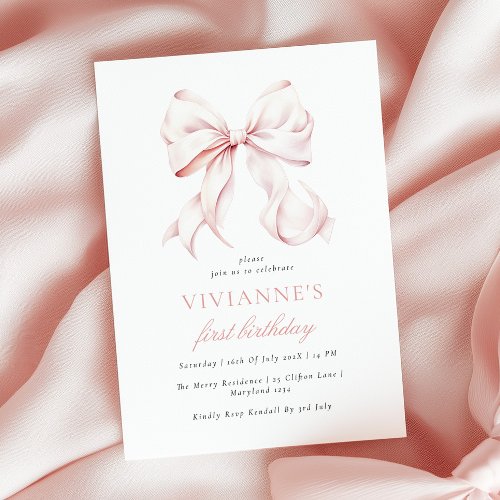 Pink Bow Girl First Birthday