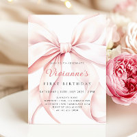 Pink Bow Girl First Birthday