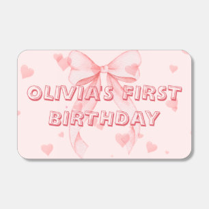 Pink Bow Girl First Birthday Matchboxes