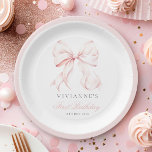 Pink Bow Girl First Birthday Paper Plates<br><div class="desc">Pink Bow Girl First Birthday Paper Plates</div>