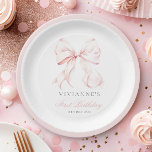 Pink Bow Girl First Birthday Paper Plates<br><div class="desc">Pink Bow Girl First Birthday Paper Plates</div>