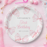 Pink Bow Girl First Birthday Paper Plates<br><div class="desc">Pink Bow Girl First Birthday Paper Plates</div>
