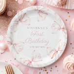 Pink Bow Girl First Birthday Paper Plates<br><div class="desc">Pink Bow Girl First Birthday Paper Plates</div>