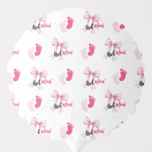Pink Bow Girl Mom Ribbon Cute Baby Shower Balloon