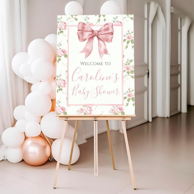 Pink Bow Girl Preppy Southern Baby Shower Foam Board (Creator Uploaded)