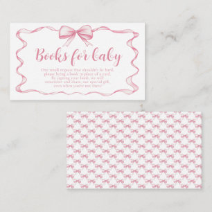 Pink Bow Girl Ribbon Baby Shower Books for Baby  Enclosure Card