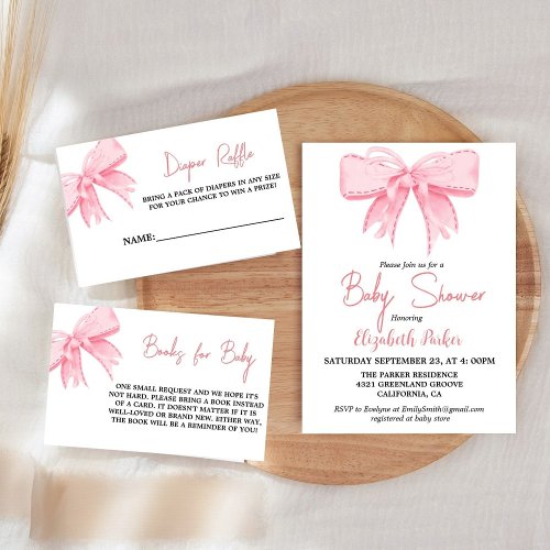 Pink Bow Girl Ribbon Baby Shower sprinkle Invitation