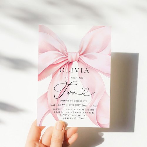 Pink Bow Girl Second Birthday 