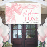 Pink Bow Girls 1st Birthday Banner<br><div class="desc">This cute birthday banner design features a playful watercolor bow in the top left corner, adding a sweet and stylish touch to your celebration. The phrase “Girls Just Wanna Be ONE” is placed in the bottom right corner in a mix of fun script and classic serif fonts, creating a cheerful,...</div>