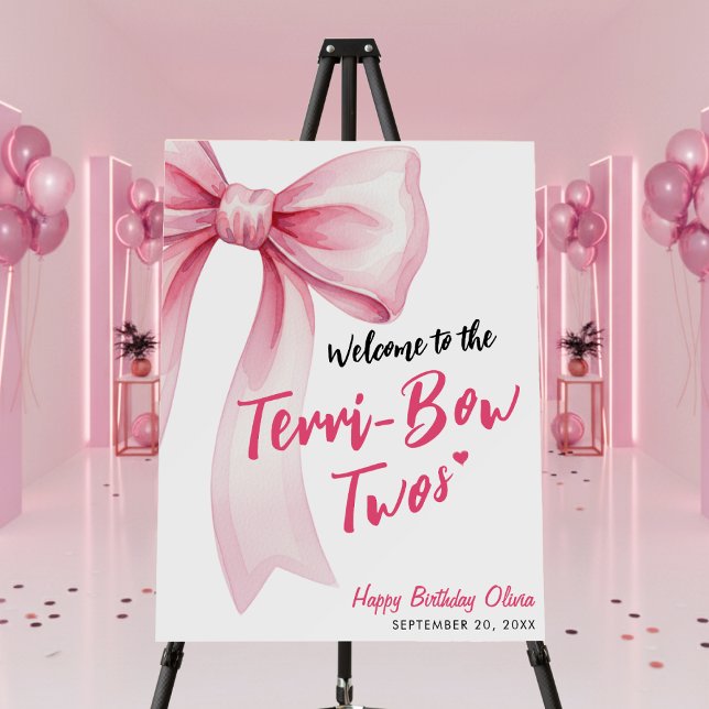 Pink Bow Girls 2nd Birthday Party Terrible Two Foam Board (Pink Bow Girls 2nd Birthday Party Terrible Two Foam Board
)